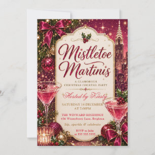 Invitation Fête de Noël au gui et aux martinis