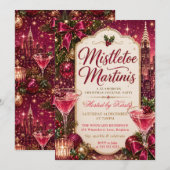 Invitation Fête de Noël au gui et aux martinis (Devant / Derrière)