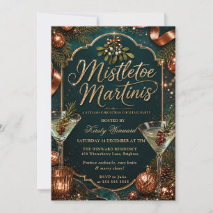 Invitation Fête de Noël au gui et aux martinis
