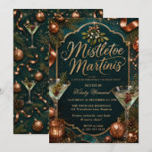 Invitation Fête de Noël au gui et aux martinis (Devant / Derrière)