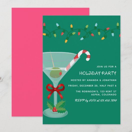Invitation Fête de Noël au Gui Pop Cocktail (Devant / Derrière)