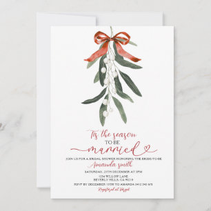 Invitation Fête de Noël au gui pour la mariée