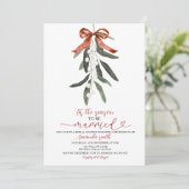 Invitation Fête de Noël au gui pour la mariée (Debout devant)