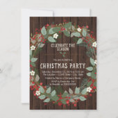 Invitation Fête de Noël au houx rustique (Devant)