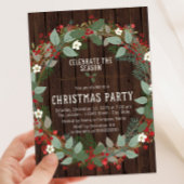 Invitation Fête de Noël au houx rustique