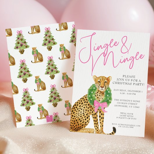 Invitation Fête de Noël au léopard Prépa à l'aquarelle