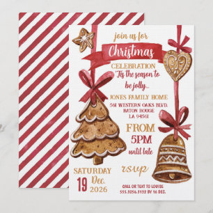 Invitation Fête de Noël au pain d'épices