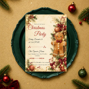 Invitation Fête de Noël au pain d'épices fantaisiste