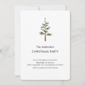 Invitation Fête de Noël au pin aquarelle (Devant)