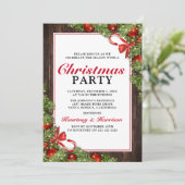 Invitation Fête de Noël au pin rustique (Debout devant)