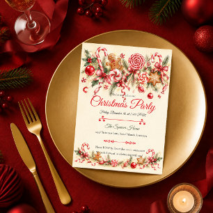Invitation Fête de Noël au poivre menthe fantaisiste