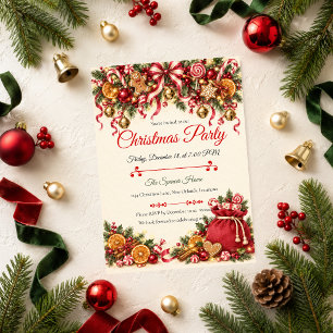 Invitation Fête de Noël au poivre menthe fantaisiste
