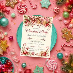 Invitation Fête de Noël au poivre menthe fantaisiste