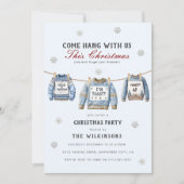 Invitation Fête de Noël au pull bleu clair (Devant)