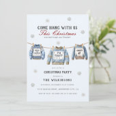 Invitation Fête de Noël au pull bleu clair (Debout devant)