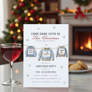 Invitation Fête de Noël au pull bleu clair