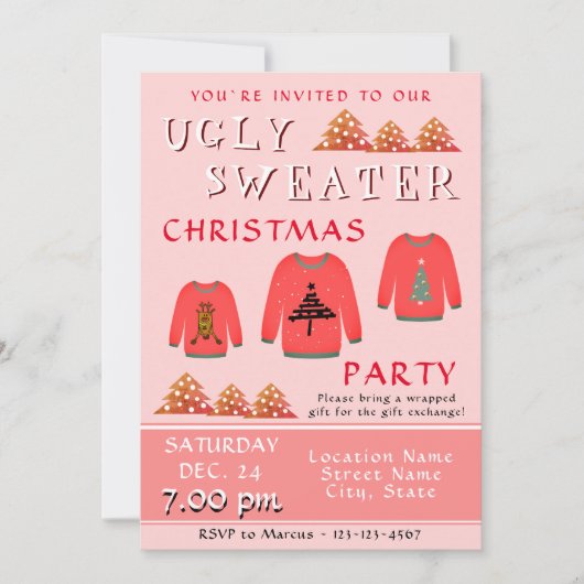 Invitation Fête de Noël au pull moche (Devant)