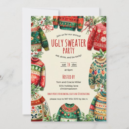 Invitation Fête de Noël au pull moche (Devant)