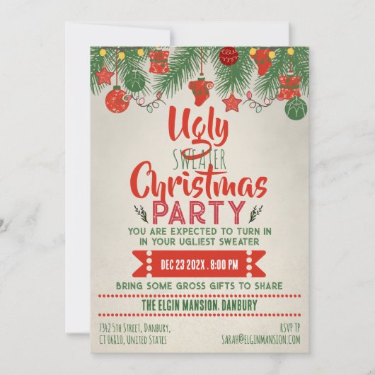Invitation Fête de Noël au pull moche (Devant)