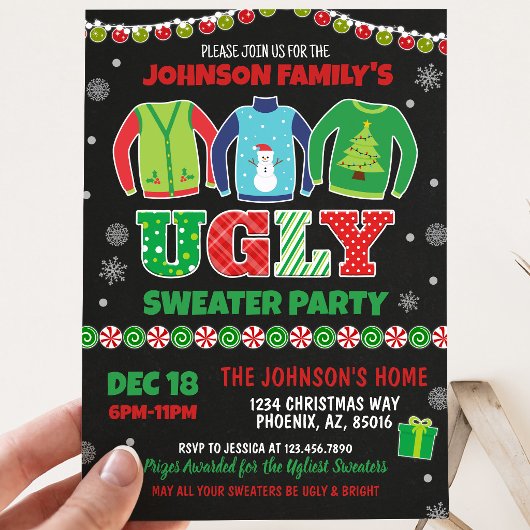 Invitation Fête de Noël au pull moche