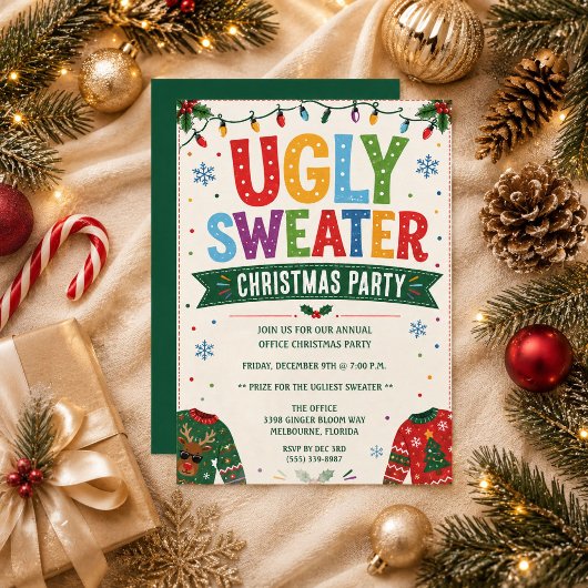 Invitation Fête de Noël au pull moche
