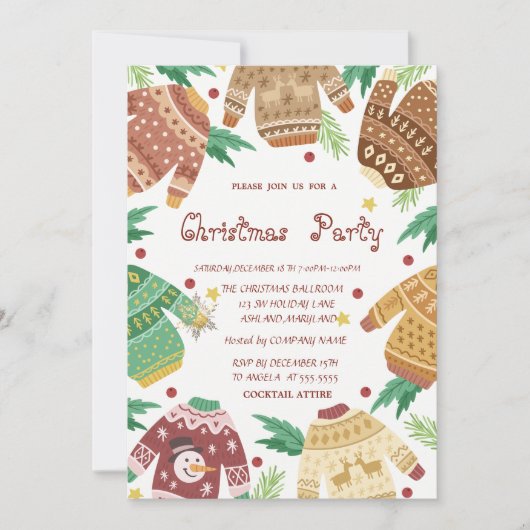 Invitation Fête de Noël au pull moche (Devant)