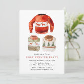 Invitation Fête de Noël au pull moche aquarelle (Debout devant)