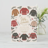Invitation Fête de Noël au pull moche de Noël (Debout devant)