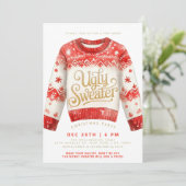 Invitation Fête de Noël au pull moche de Noël (Debout devant)