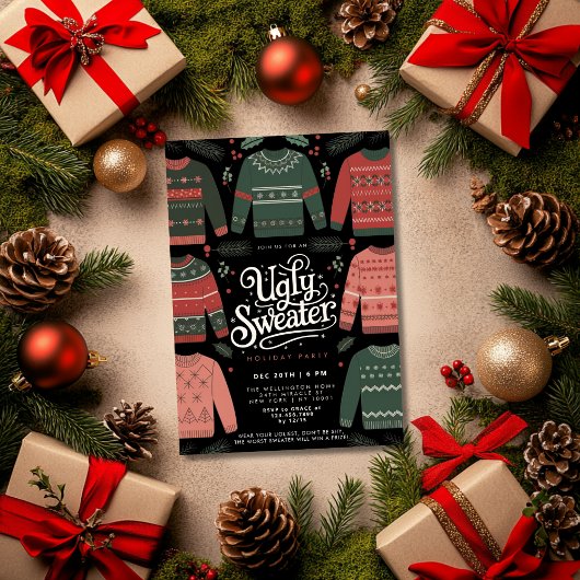 Invitation Fête de Noël au pull moche de Noël