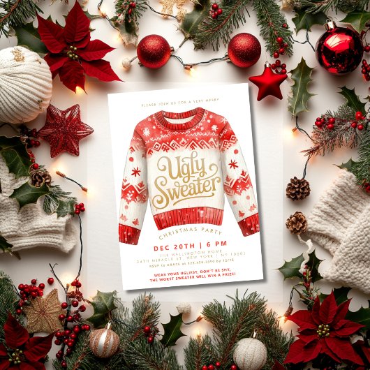 Invitation Fête de Noël au pull moche de Noël
