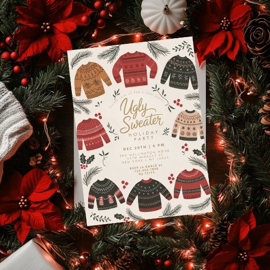 Invitation Fête de Noël au pull moche de Noël
