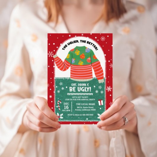 Invitation Fête de Noël au pull moche drôle