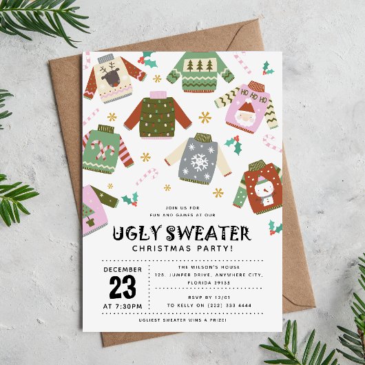 Invitation Fête de Noël au pull moche rétro