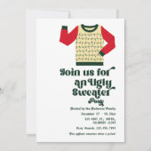 Invitation Fête de Noël au pull moche rétro (Devant)