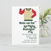 Invitation Fête de Noël au pull moche rétro (Debout devant)