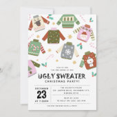Invitation Fête de Noël au pull moche rétro (Devant)