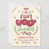 Invitation Fête de Noël au pull moche rétro amusant (Devant)