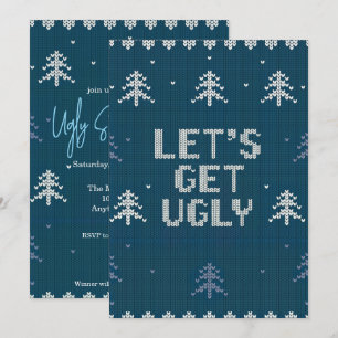 Invitation Fête de Noël au pull moche rouge et vert