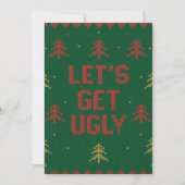 Invitation Fête de Noël au pull moche rouge et vert (Devant)