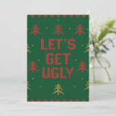 Invitation Fête de Noël au pull moche rouge et vert (Debout devant)
