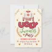 Invitation Fête de Noël au pull rétro moche (Devant)