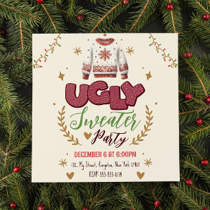 Invitation Fête de Noël au pull rétro moche amusant