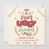 Invitation Fête de Noël au pull rétro moche amusant (Devant)