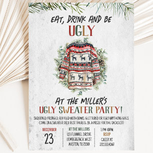 Invitation Fête de Noël au pull rustique laid