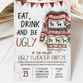 Invitation Fête de Noël au pull rustique laid