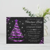 Invitation Fête de Noël au Ruban Violet Élégant (Debout devant)