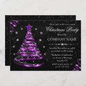 Invitation Fête de Noël au Ruban Violet Élégant (Devant / Derrière)