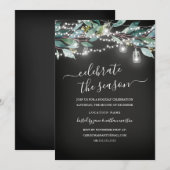 Invitation Fête de Noël au tableau noir de feuille rustique (Devant / Derrière)
