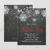 Invitation Fête de Noël au tableau noir flocon de neige Rouge (Devant / Derrière)